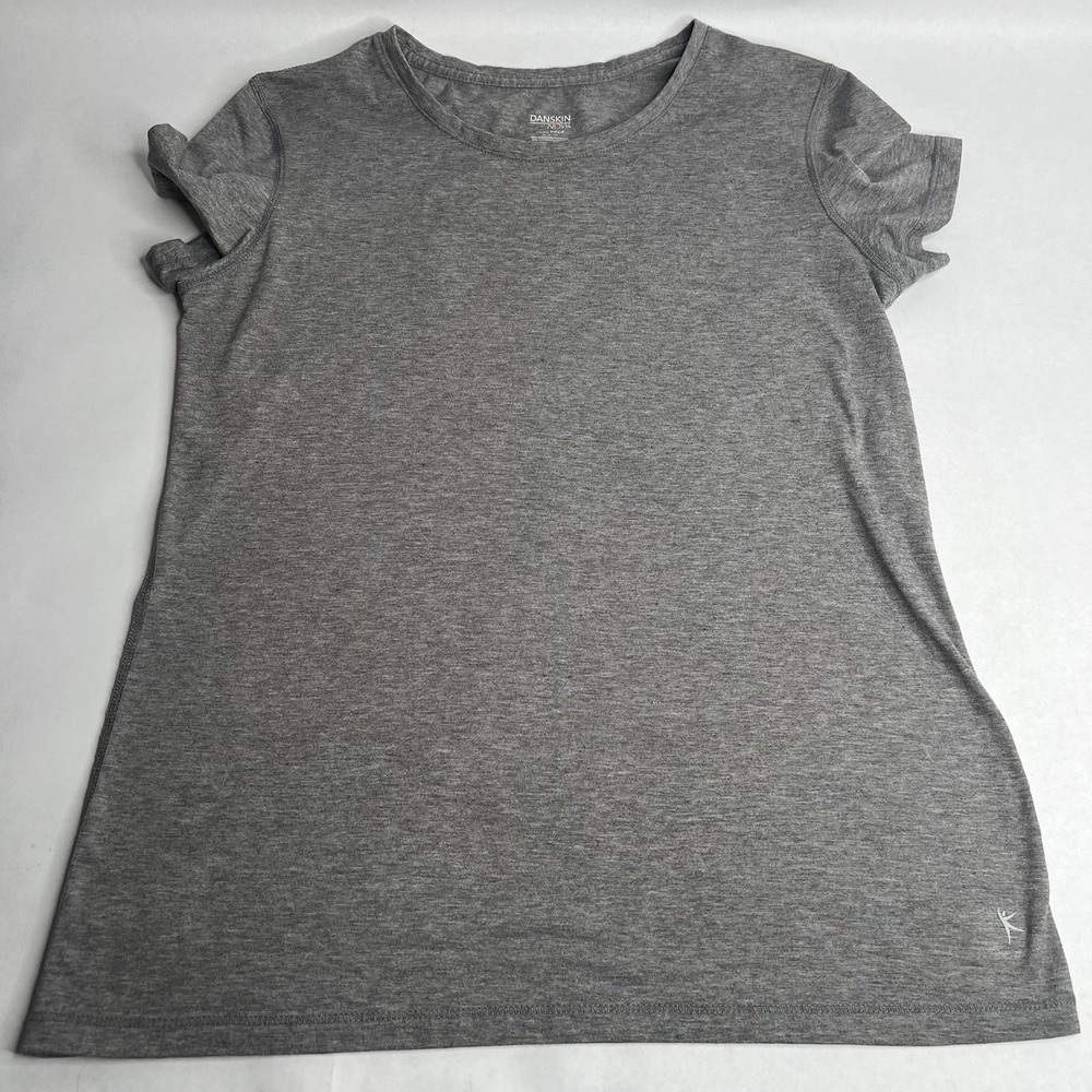 Womens DANSKIN Athletic‎ Short Sleeve Workout Top Gray Shirt M Drifit